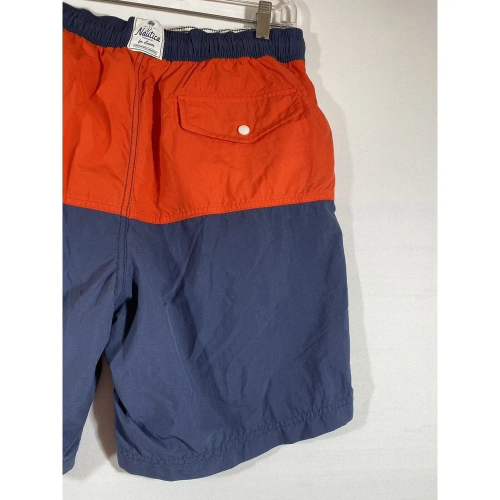 Nautica Vintage Men's Swim Trunks Medium Multicolor Embroidered Logo‎ Lined